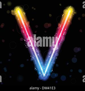 Alphabet Regenbogen leuchtet Glitter mit funkelt Stock Vektor