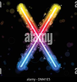 Alphabet Regenbogen leuchtet Glitter mit funkelt Stock Vektor