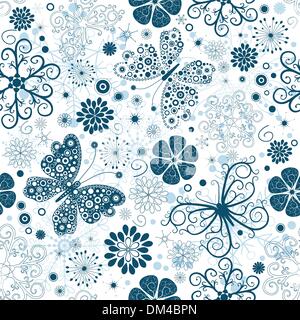 Weiß-blau Weihnachten floralen Muster zu wiederholen Stock Vektor