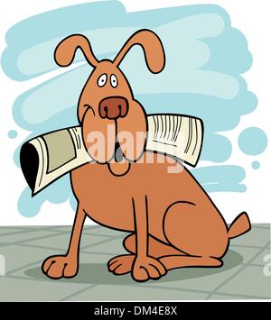 Hund mit Zeitung Stock Vektor
