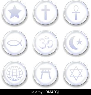 Welt-Religion-Symbole web Icon-set Stock Vektor