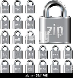 Text zu sichern, Video- und Web-icons Stock Vektor