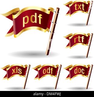 Text Dokumentsymbole auf Tasten, Flagge Stock Vektor