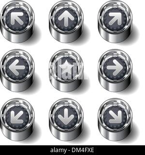 Richtungssymbole auf Vektor Gummiknöpfen Stock Vektor