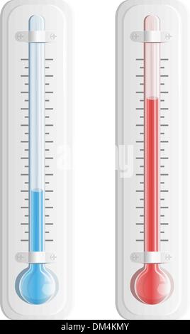 Thermometer. Warme und kalte Temperaturen. Vektor. Stock Vektor