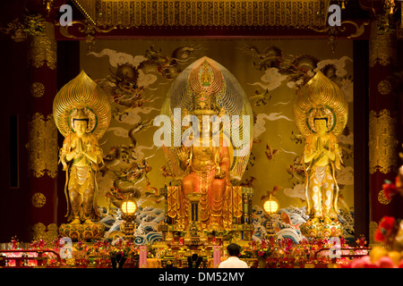 Detail des Buddha Tooth Relic Temple und Museum in Chinatown, Singapur. Stockfoto