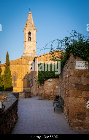 Am frühen Morgen in Pienza, Toskana Italien Stockfoto