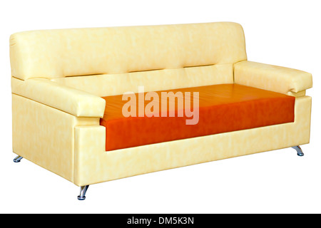 Leichtes Leder Sofa modernes Design isoliert auf weißem Hintergrund Stockfoto