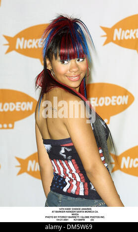 21. April 2001 - 14. KIDS' CHOICE AWARDS. BARKER AUFHÄNGER SANTA MONICA CA... NIVEA. FITZROY BARRETT / 21.04.2001 K21589FB (D) (Kredit-Bild: © Globe Photos/ZUMAPRESS.com) Stockfoto