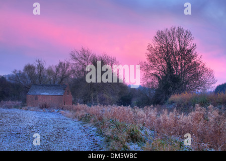 Sonnenuntergang über Gloucestershire Landschaft, Mickleton, England. Stockfoto