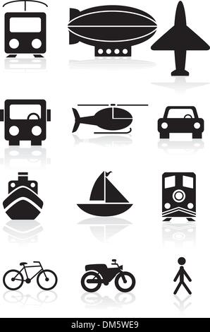 Transport-Icons - schwarz / weiß Stock Vektor