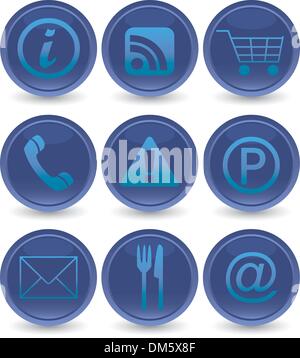 Blue Web Icons set Stock Vektor