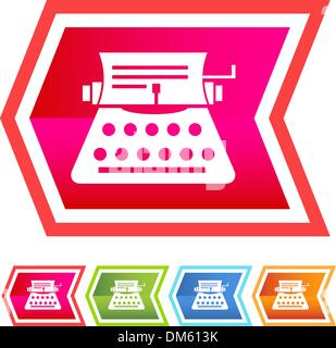 Neon-Chevron-Icon-Set: Schreibmaschine Stock Vektor