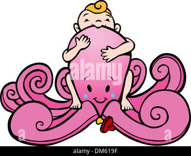Octopus Babymädchen Stock Vektor