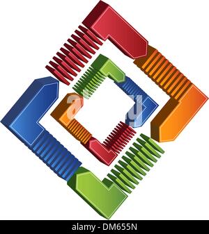 Process Square Diagramm - 3D Pfeile Stock Vektor