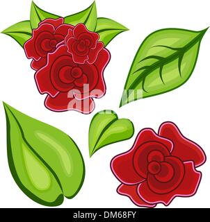 Cartoon stieg Leaf Icon-Set Stock Vektor