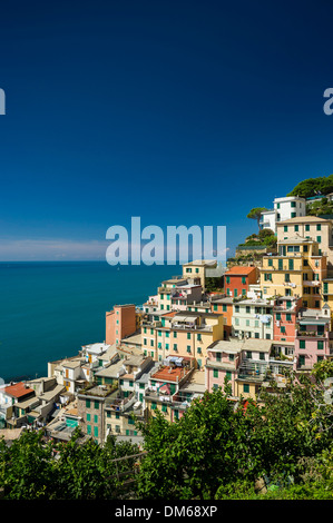 Dorf von Riomaggiore, Cinqueterre, La Spezia Provinz, Ligurien, Italien Stockfoto