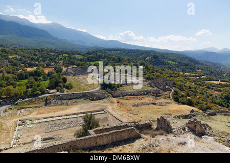 Römischen Stadtteil mit Stadion und Theater, antiken Stadt Tlos in Xanthos Tal, Provinz Muğla, Lykien, Ägäis, Türkei Stockfoto