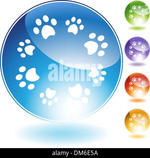 Paw Print Kristall Set Stock Vektor