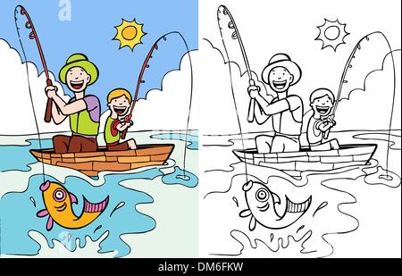 Vater und Sohn Angeln Stock Vektor