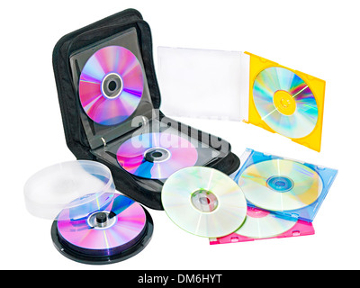 Geldbörse für DVD und CD Laufwerke auf einem weißen Hintergrund Stockfoto