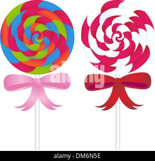 Lollipop-Bonbons mit Bändern Stock Vektor