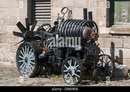 Dampf-Punk-Skulpturen im Steam Punk HQ, Humber Street, Oamaru, North Otago, Südinsel, Neuseeland. Stockfoto