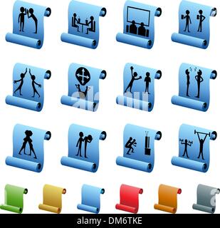 Teamarbeit-Icon-Set: Scroll Stock Vektor