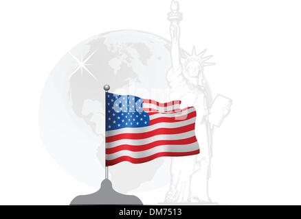 Amerikanische Flagge auf dem stand Stock Vektor