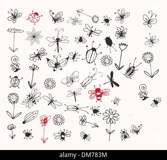 Insekt Skizze Sammlung für Ihr design Stock Vektor
