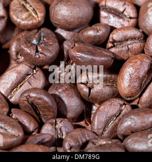 Hintergrund von gerösteten Kaffeebohnen Makroaufnahme Stockfoto