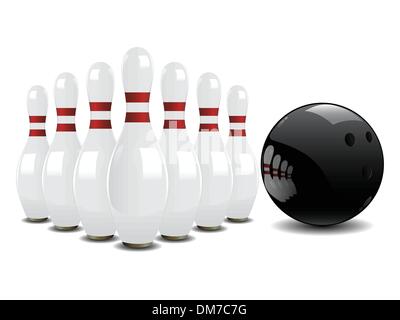 Bowling-Kugel und pins Stock Vektor