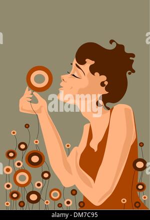 Frau mit Blume Stock Vektor