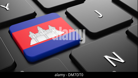 Kambodscha - Flagge auf der schwarzen Tastatur. Stockfoto