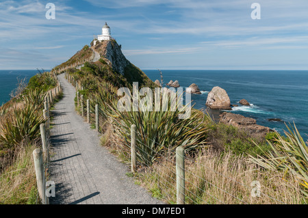 Nugget Point Lighthouse, Catlins Coast, South Otago, South Island, Neuseeland. Stockfoto