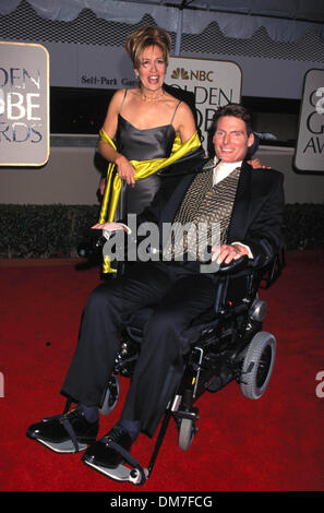24. Januar 1999 - AWARDS K14575LR.56TH GOLDEN, LOS ANGELES 01/24/1999.CHRISTOPHER REEVE und Frau DANA. LISA ROSE / Fotos (Kredit-Bild: © Globe Photos/ZUMAPRESS.com) Stockfoto