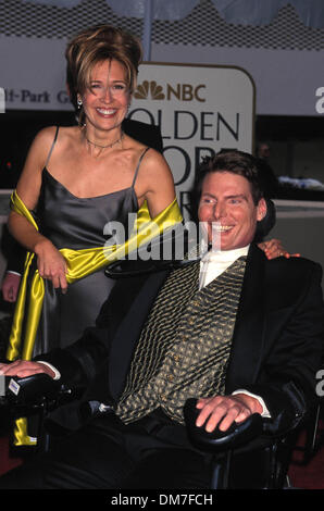 24. Januar 1999 - AWARDS K14575LR.56TH GOLDEN, LOS ANGELES 01/24/1999.CHRISTOPHER REEVE und Frau DANA. LISA ROSE / Fotos (Kredit-Bild: © Globe Photos/ZUMAPRESS.com) Stockfoto