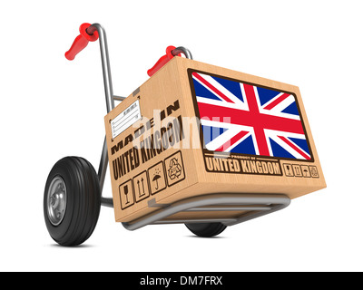 Made in UK - Karton zum LKW. Stockfoto