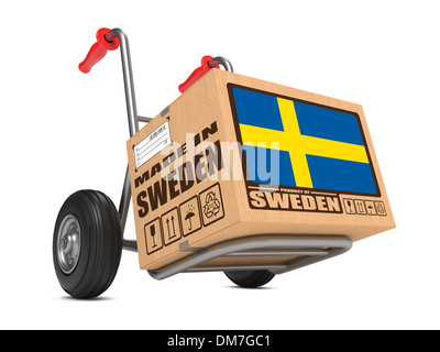 Made in Sweden - Karton zum LKW. Stockfoto