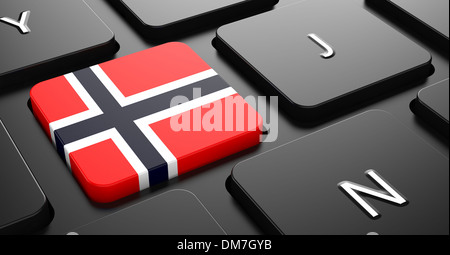 Norwegen - Flagge auf der schwarzen Tastatur. Stockfoto