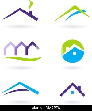Immobilien-Logo und Symbole Vector - lila, grün, Orange Stock Vektor
