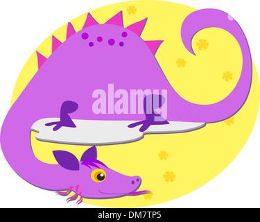 Lila Drache mit floraler Hintergrund Stock Vektor