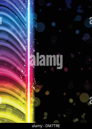 Disco abstrakte bunte Wellen auf schwarzem Hintergrund Stock Vektor