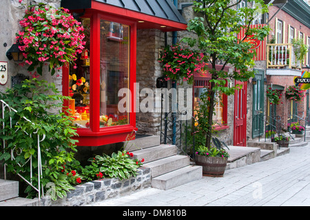 Boutiquen in der Rue du Petit Champlain Quebec Stadt Stockfoto