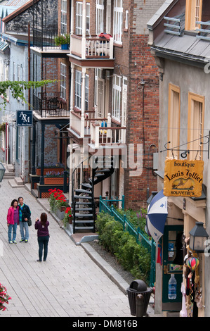 Petit Champlain Fußgängerzone Straße Old Quebec city Stockfoto