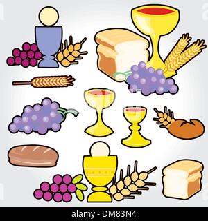 Satz der Illustration von einer Gemeinschaft traditionelle christliche Symbole Stock Vektor