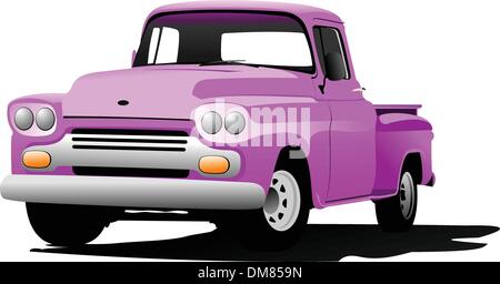 Alt rosa Pickup mit Abzeichen entfernt. Vektor-illustration Stock Vektor