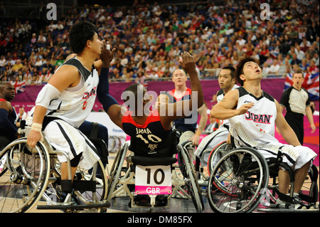 Abdi Jama in Aktion für Großbritannien während Tag 5 der Paralympics vom Olympischen Stadion London Paralympischen Spiele 2012 - Männer Stockfoto