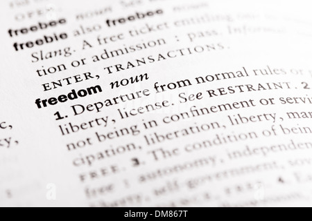 Wörterbuch-Definition der "Freiheit" Stockfoto