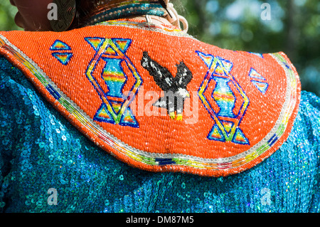 Details zu Frau traditionelle Kleidung Mohawk Menschen erste Nationen Quebec Kanada Stockfoto